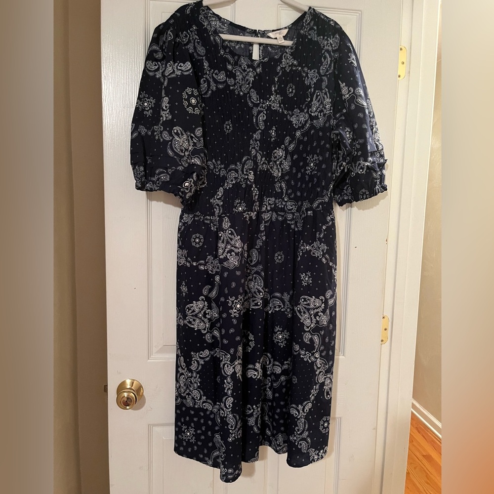 Terra Sky 3/4 Sleeve Bandanna Print Dress